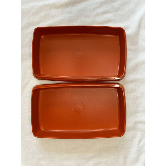 Tupperware Deli/Lunch Box Set of Two 816-13, Paprika Very Nice/ Clean, Storage - Picture 8 of 8